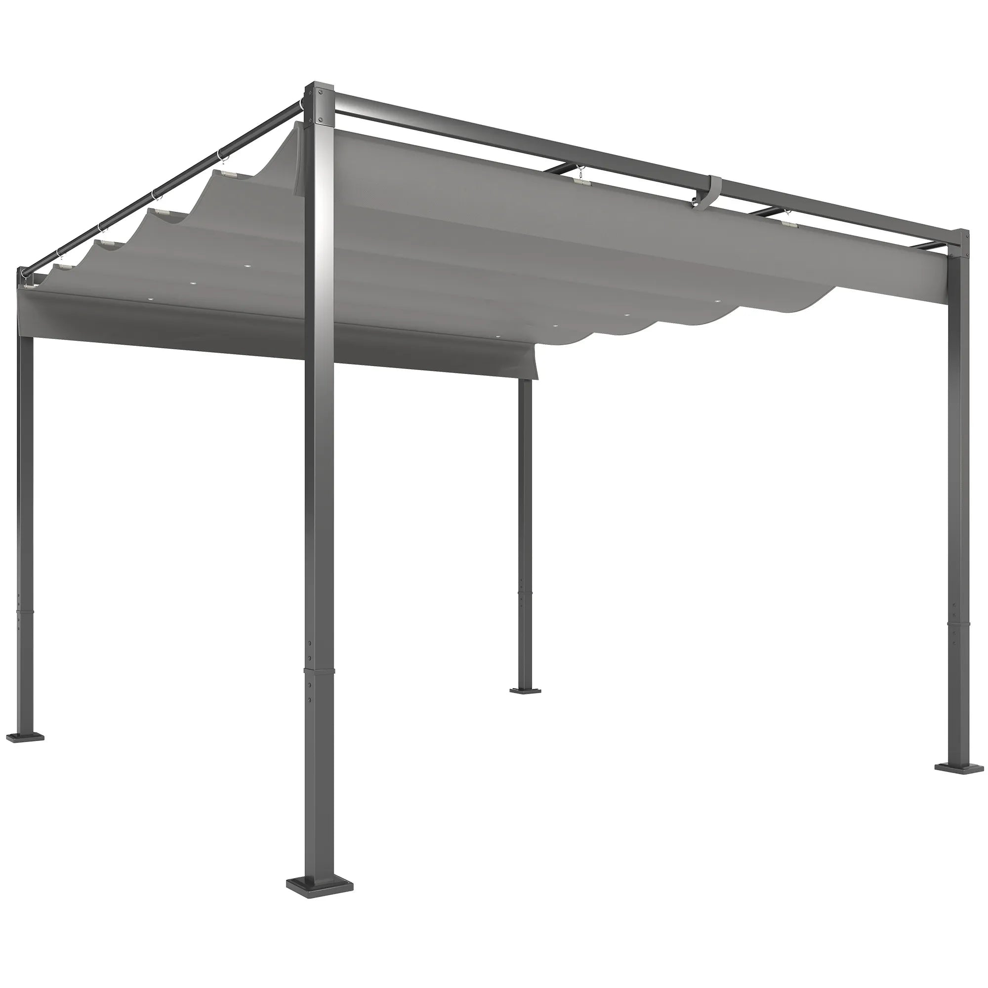 Sodo pergola su stumdomu stogu, pavėsinė su upf30+ apsauga nuo saulės, aliuminis ir poliesteris, 3x3 m, pilka