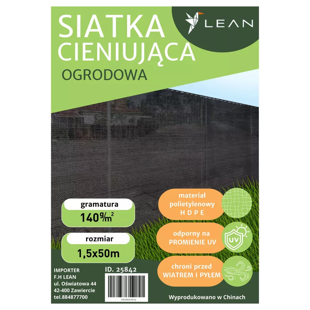 Sodo šešėlių tinklas, 1,5x50 m, 140 g/m², tamsiai žalias