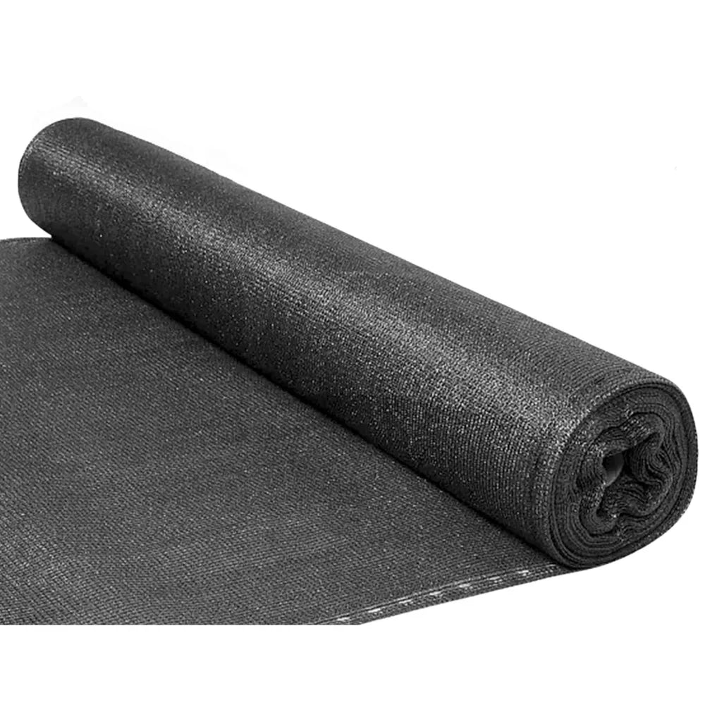 Sodo šešėlių tinklelis, 140 g/m², 1,5 × 25 m, tamsiai pilkas, su tvirtinimo dirželiais