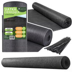 Sodo šešėlių tinklelis, 140 g/m², 1,5 × 25 m, tamsiai pilkas, su tvirtinimo dirželiais