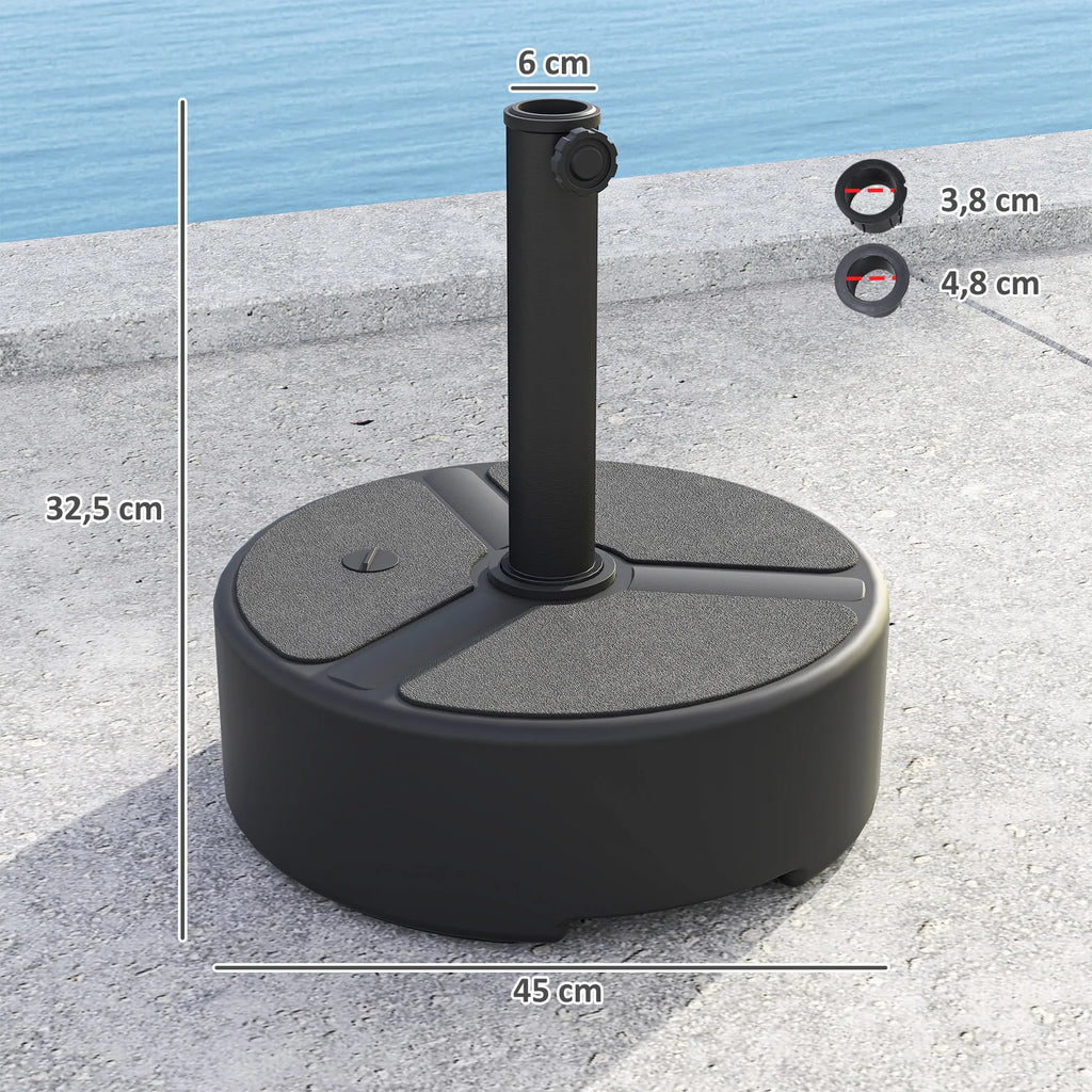 Sodo skėčio stovas HDPE užpildomas 20kg juodas