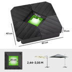 Stovo matmenų schema: 40x80 cm, aukštis 13 cm, centrinė anga 20 cm