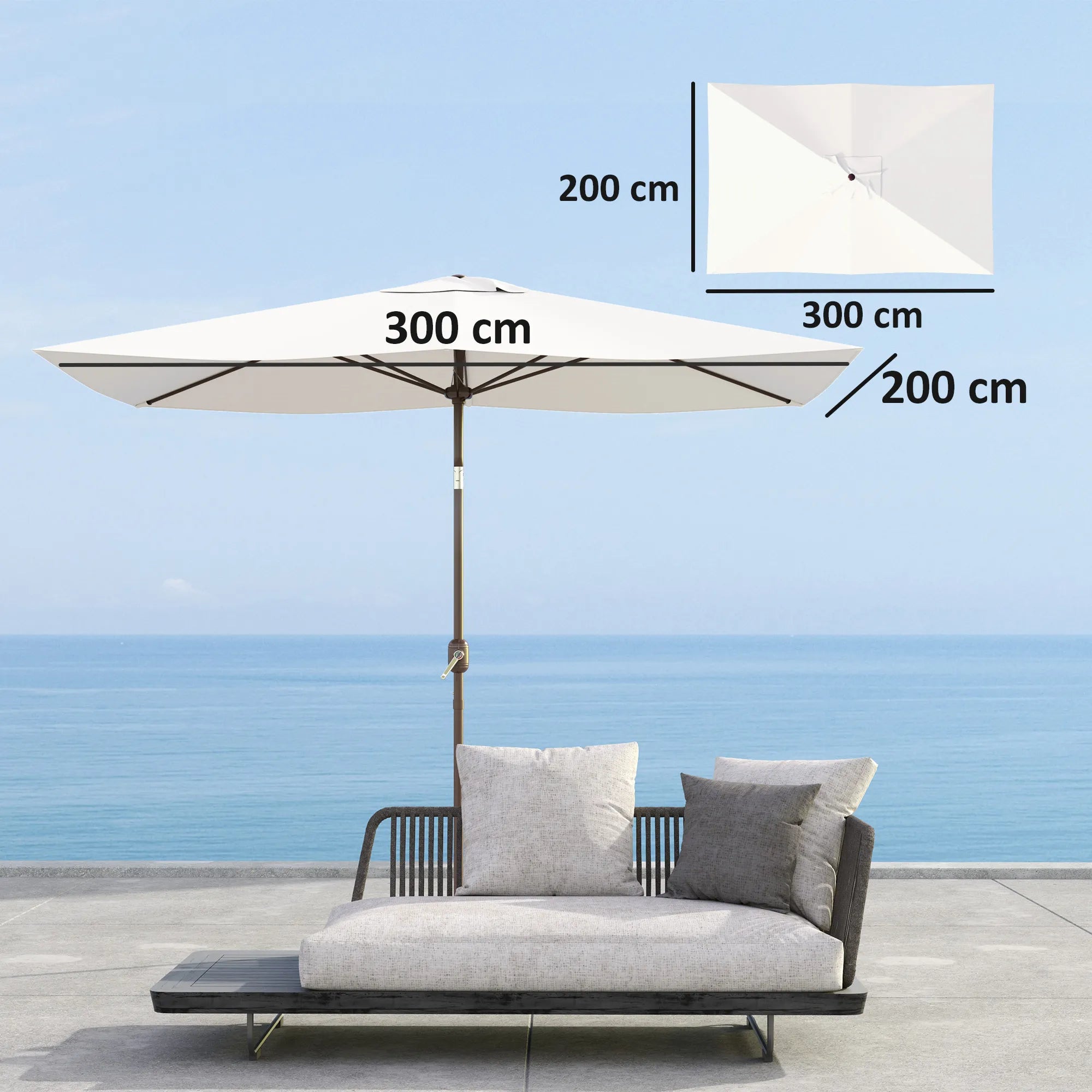 Sodo skėčio užvalkalas 2 x 3 m poliesteris UV 50+ smėlio spalvos