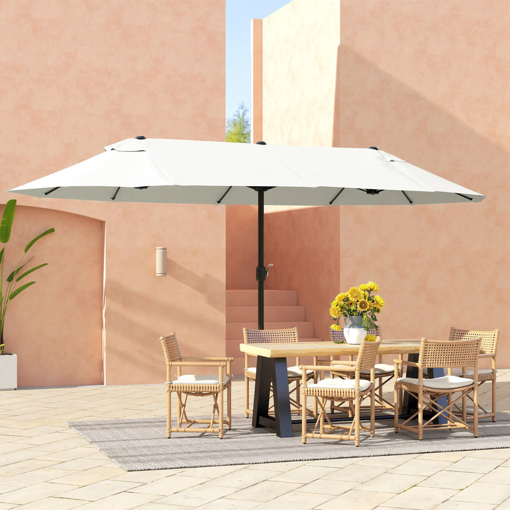Sodo skėtis nuo saulės XXL su rankena 455 x 270 x 240 cm, smėlio