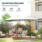 Sodo skėtis nuo saulės XXL su rankena 455 x 270 x 240 cm, smėlio