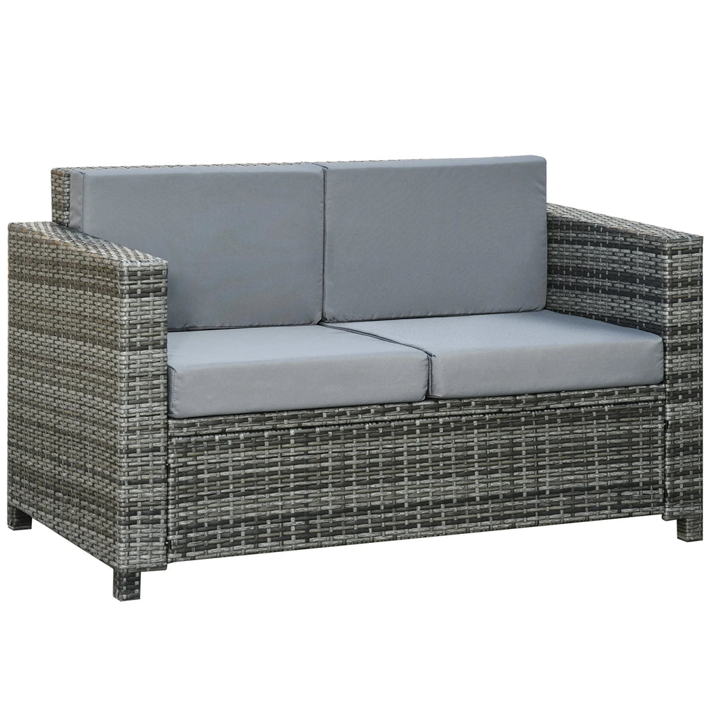 Sodo sofa 2-vietė su pagalvėlėmis, iki 160 kg, pilka