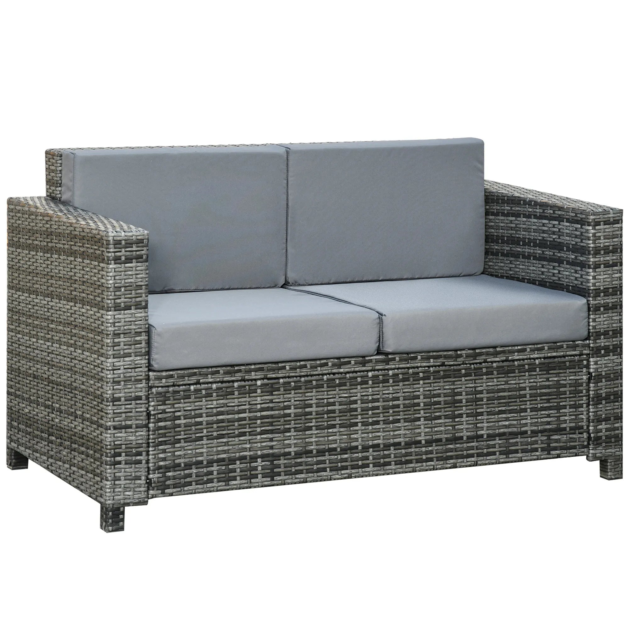 Sodo sofa 2-vietė su pagalvėlėmis, iki 160 kg, pilka