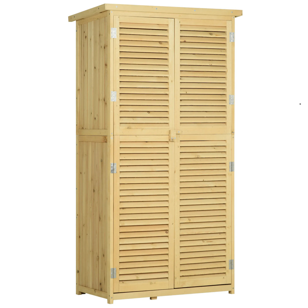 Sodo spinta medinė su šlaitiniu stogu 87 x 46,5 x 160 cm, natūrali