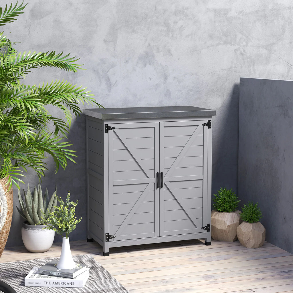 Sodo spintelė su darbastaliu, 79 x 43 x 92 cm, pilka