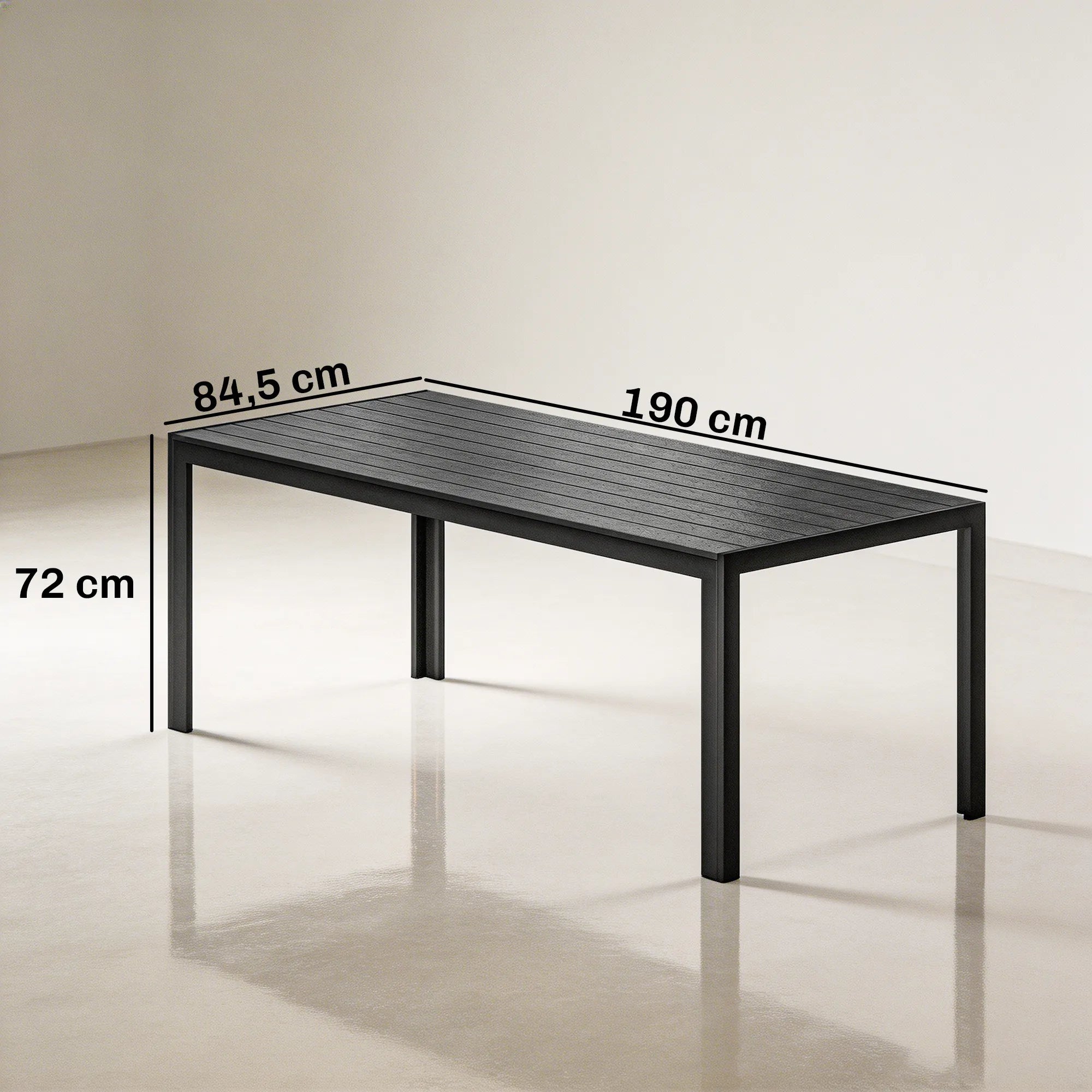 Sodo stalas 190 x 84,5 cm, juodas