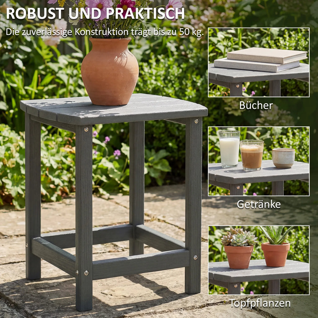 Sodo stalas, balkono staliukas iš HDPE, atsparus oro sąlygoms, 48x37x46 cm, pilkas