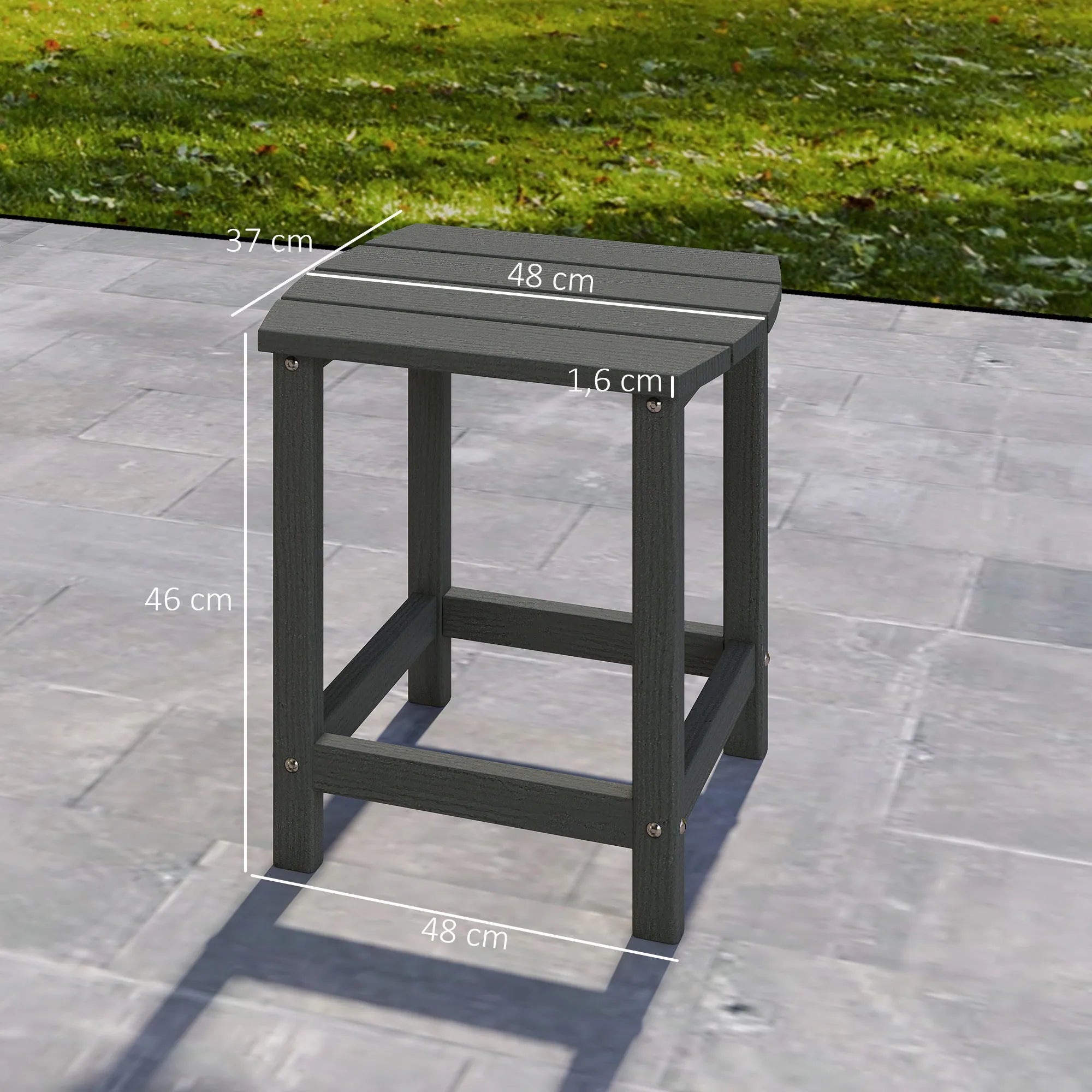 Sodo stalas, balkono staliukas iš HDPE, atsparus oro sąlygoms, 48x37x46 cm, pilkas