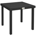 Sodo stalas kvadratinis su medžio imitacijos stalviršiu 78x78 cm, juodas