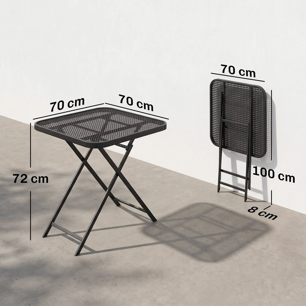 Sodo stalas sulankstomas 70x70 cm, juodas