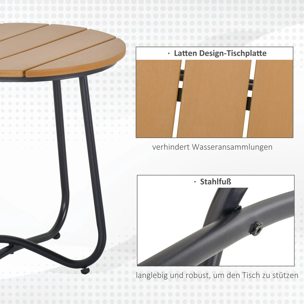 Sodo staliukas apvalus, reguliuojamomis kojelėmis, 49 x 48 cm, rudas
