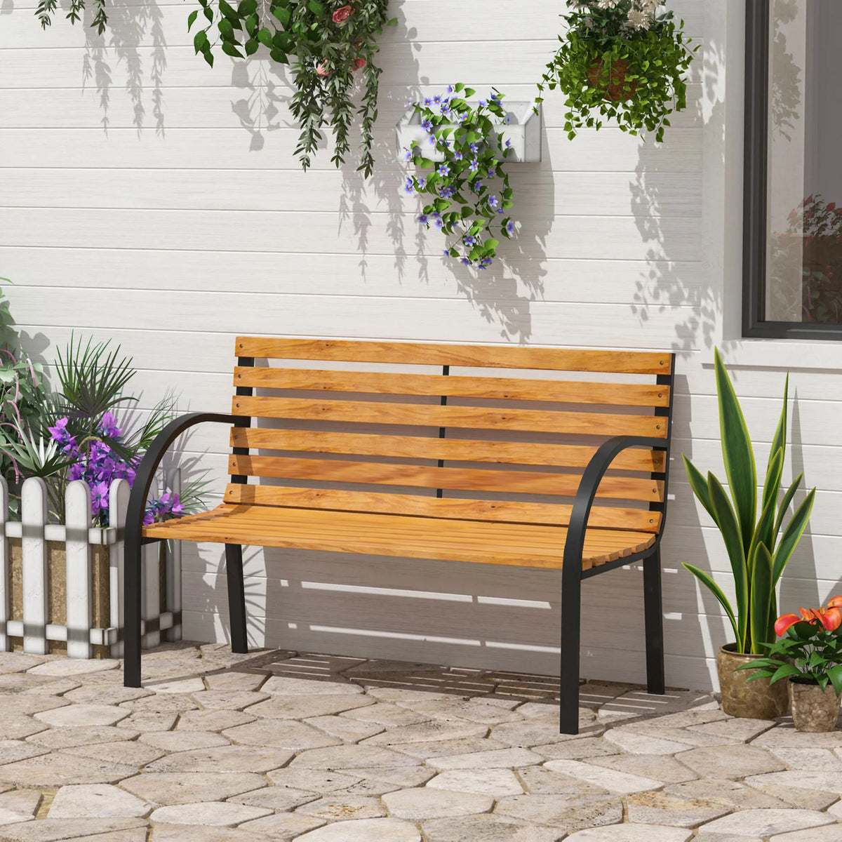 Sodo suolas dvivietis 122 cm rudas