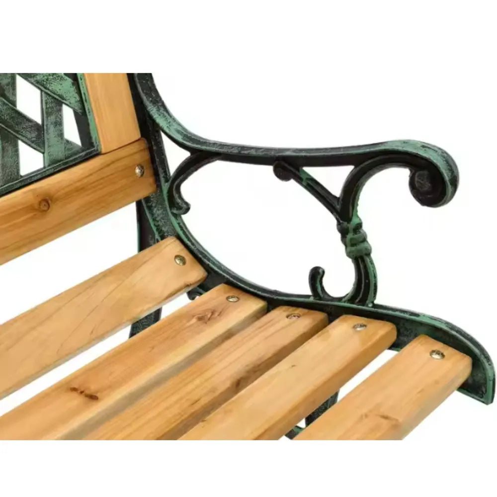 Sodo suolas su atlošu, medinis ir metalinis, 125 cm, grafito ir žalios spalvos