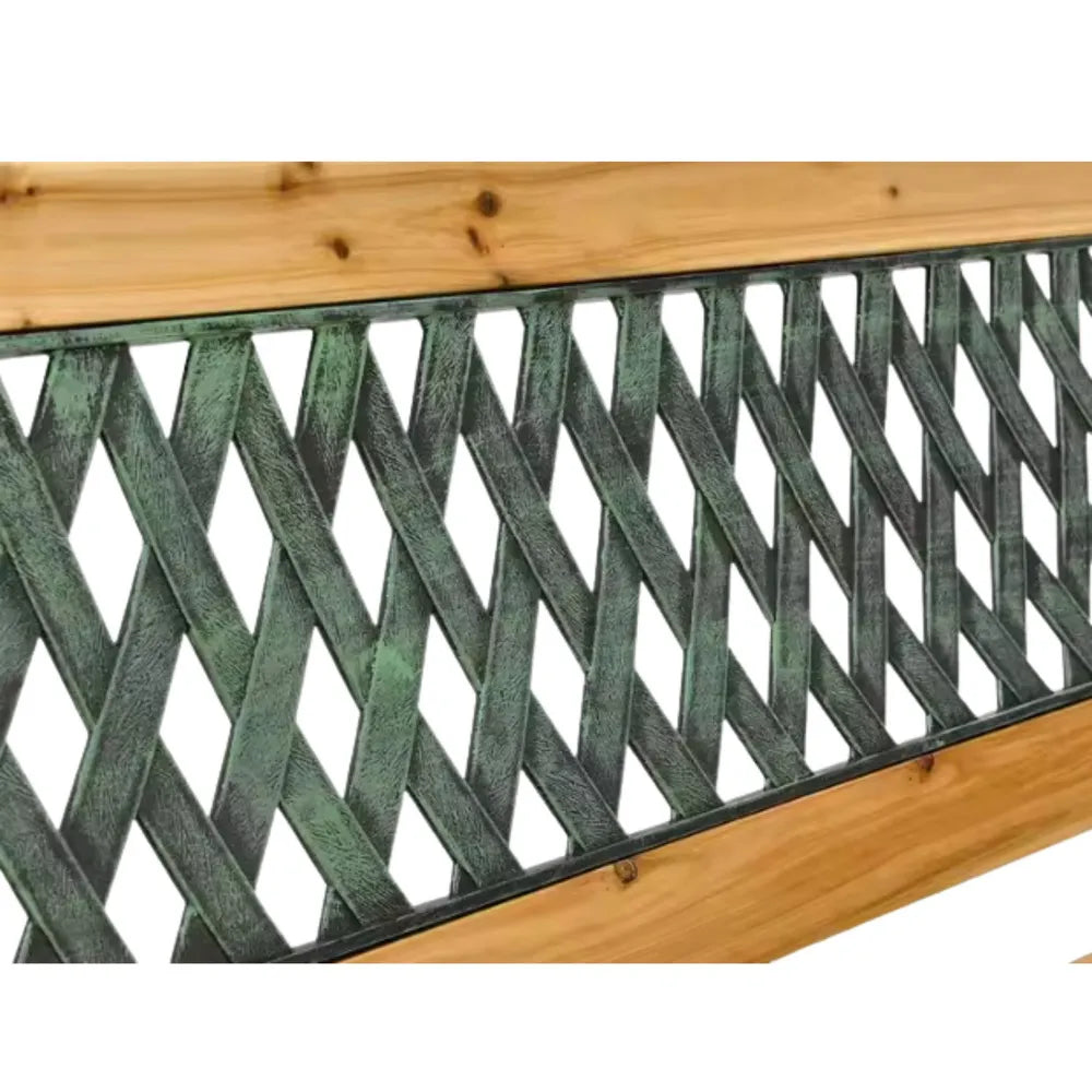 Sodo suolas su atlošu, medinis ir metalinis, 125 cm, grafito ir žalios spalvos