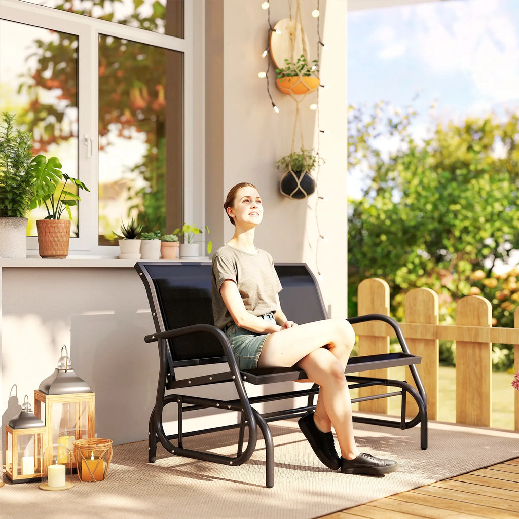 Sodo suolelis sūpynės dvivietis, iki 200 kg, juodas