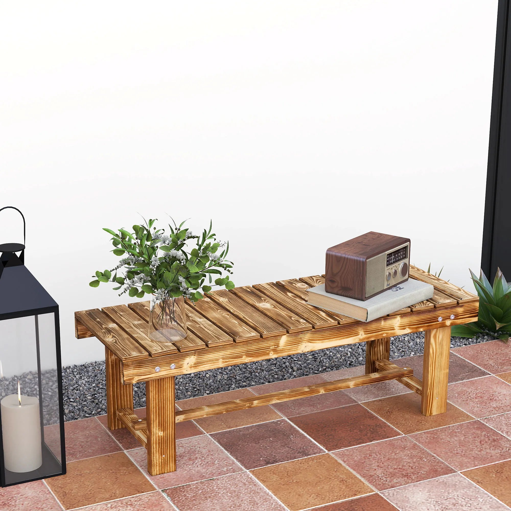 Sodo suoliukas, 2 sėdimų vietų, 110 x 38 x 35 cm, rudas