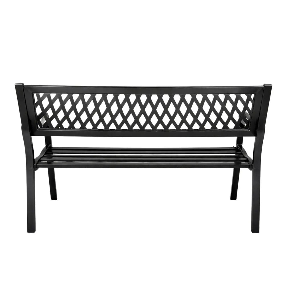 Sodo suoliukas, metalinis, su atlošu, 115 cm aukščio, juodas