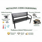 Sodo suoliukas, metalinis, su atlošu, 115 cm aukščio, juodas