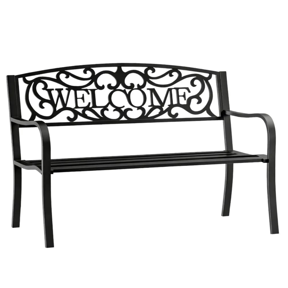 Sodo suoliukas su atlošu, metalinis, 152 cm, juodas