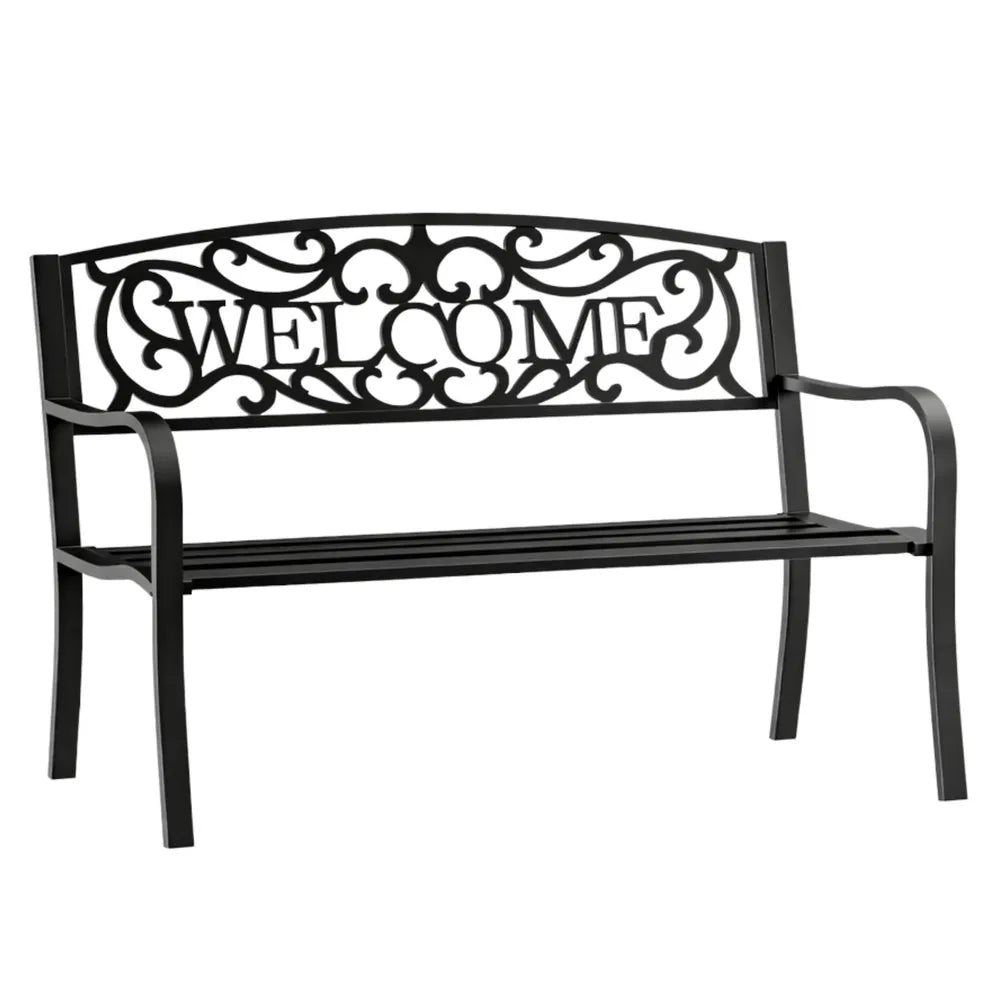 Sodo suoliukas su atlošu, metalinis, 152 cm, juodas
