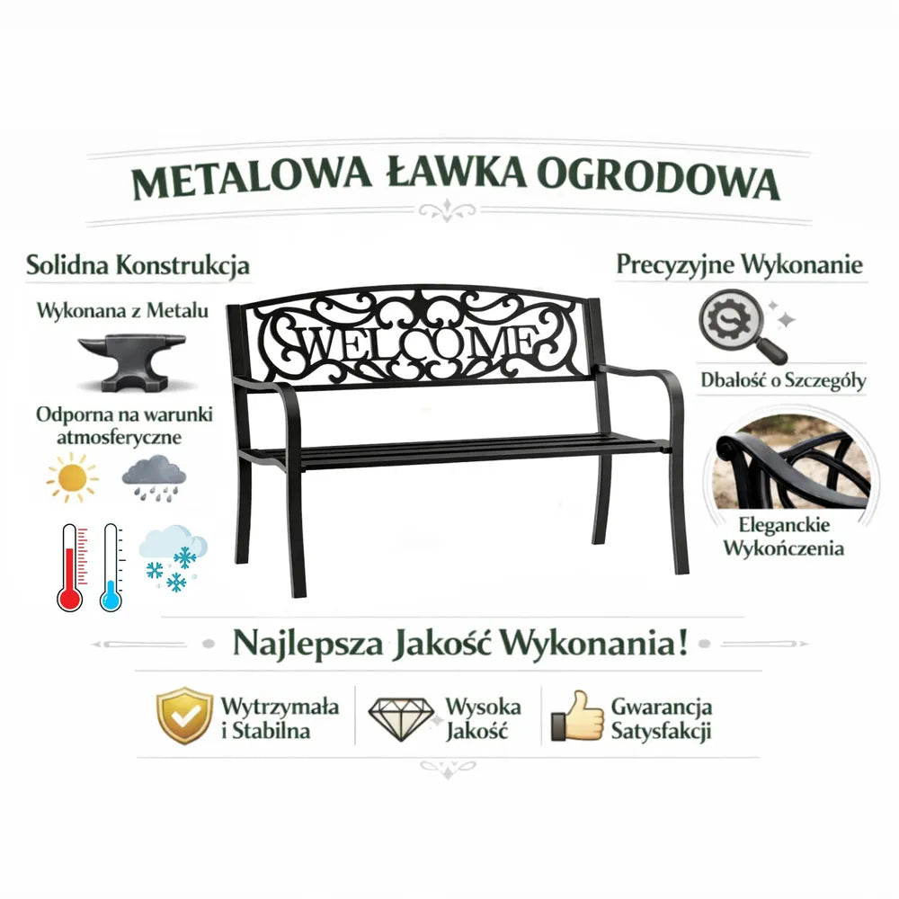 Sodo suoliukas su atlošu, metalinis, 152 cm, juodas