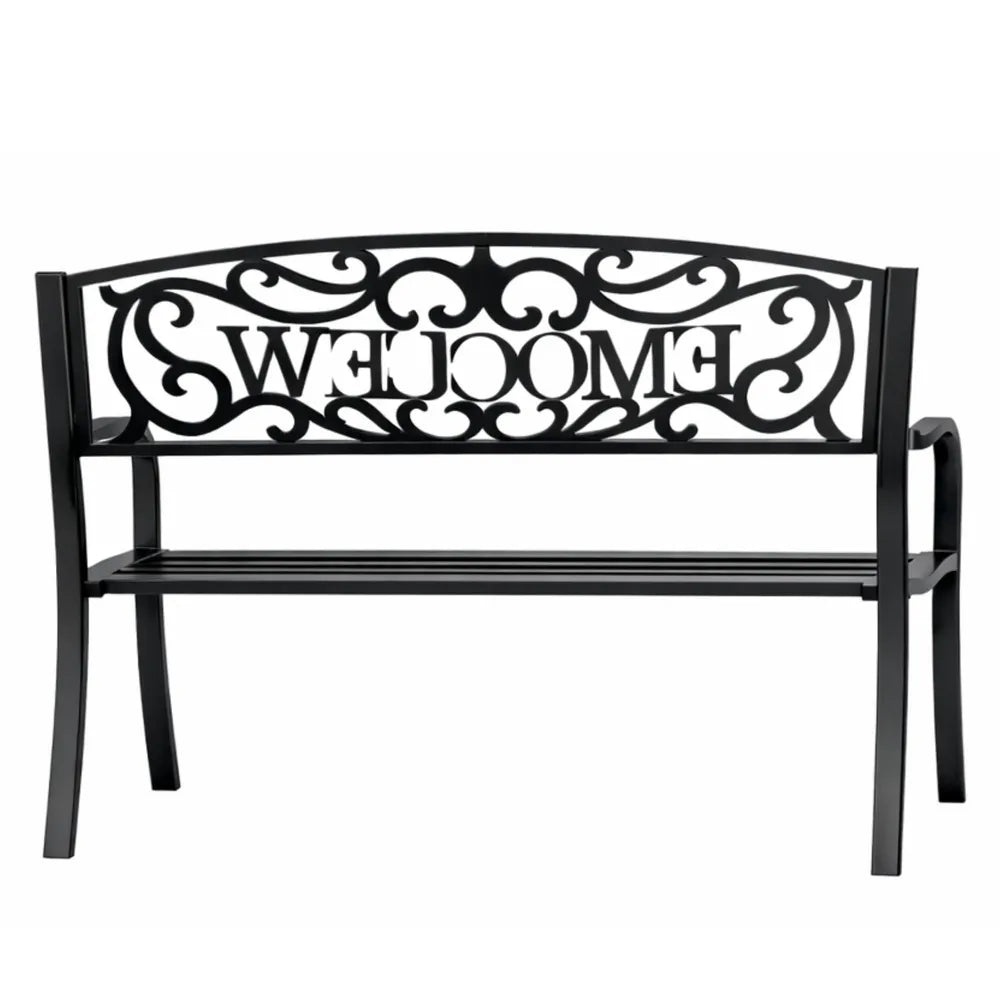 Sodo suoliukas su atlošu, metalinis, 152 cm, juodas