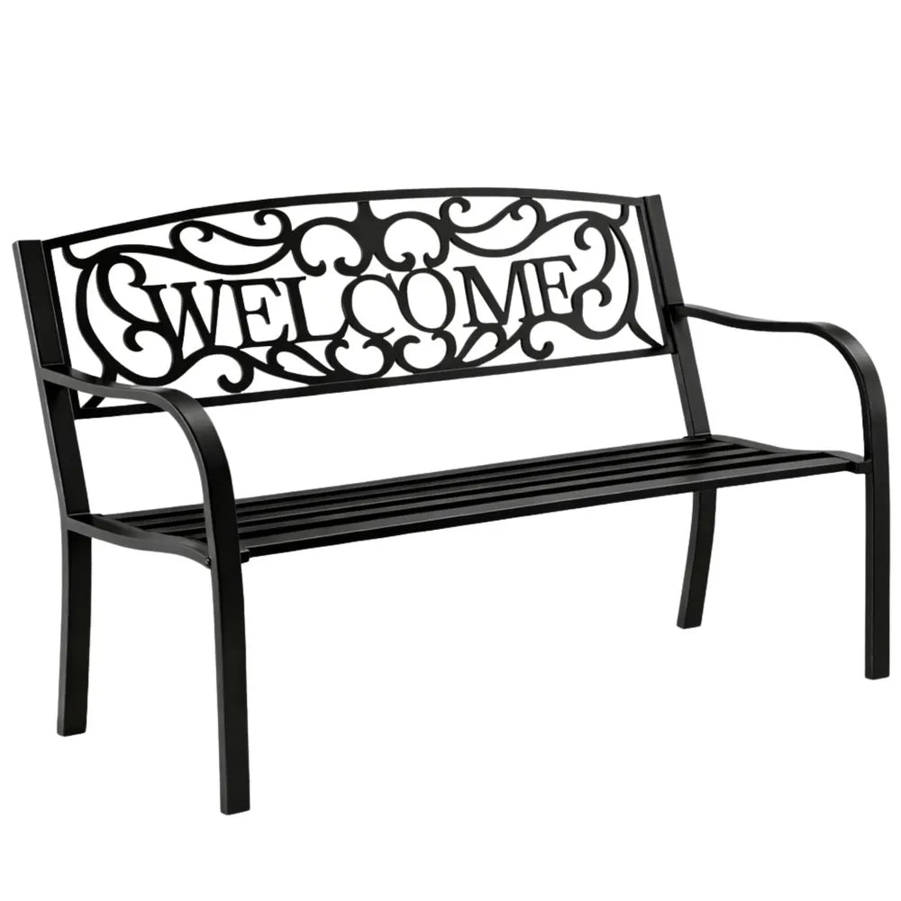 Sodo suoliukas su atlošu, metalinis, 152 cm, juodas