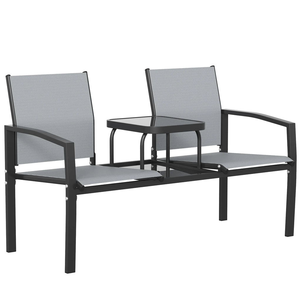 Sodo suoliukas su staleliu metalinis 135x67x81 cm pilkas