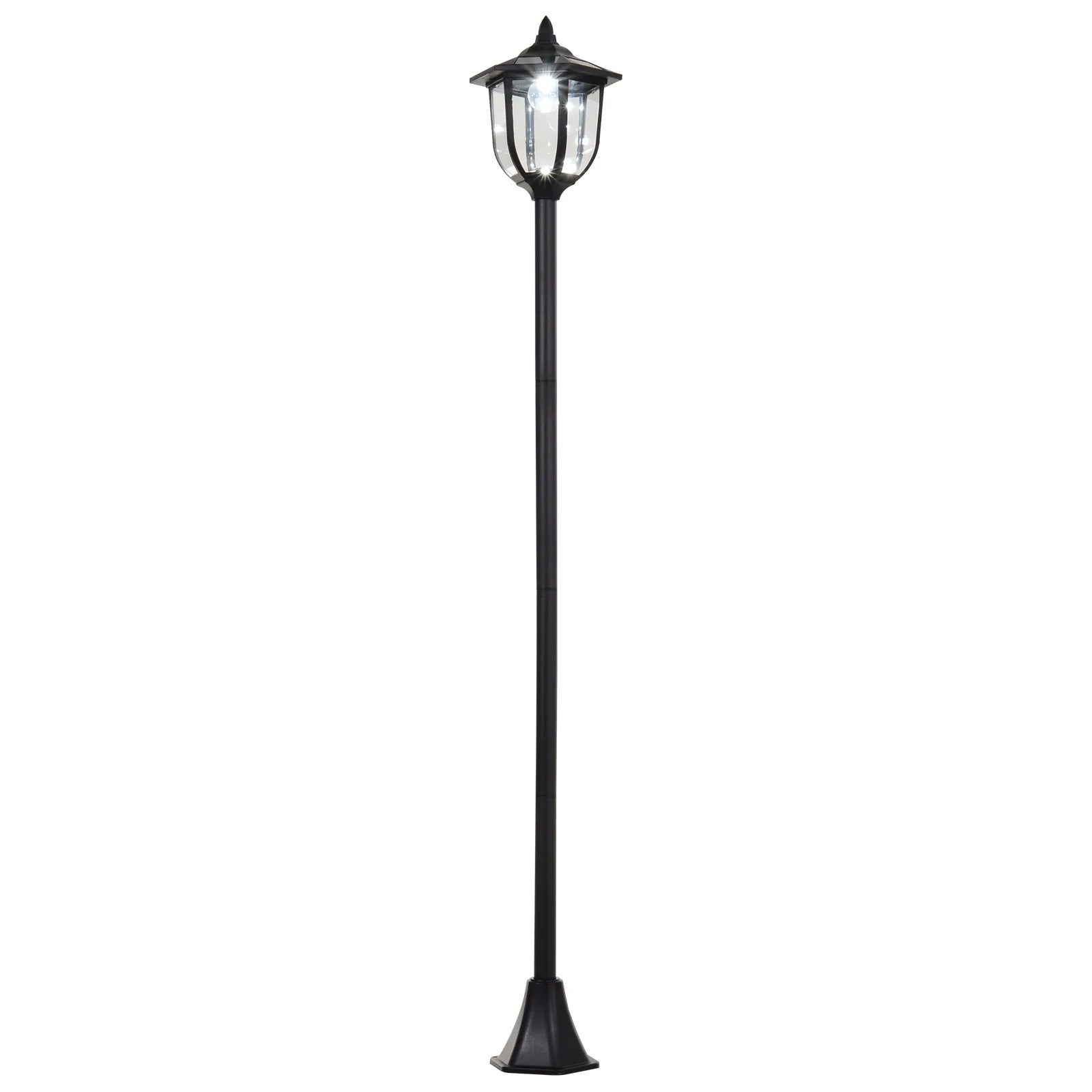 Sodo šviestuvas LED su saulės energija, 177 cm, juodas