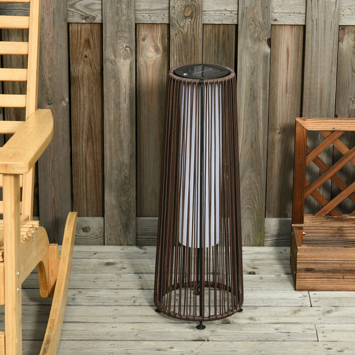 Sodo šviestuvas, saulės energija, 8 val. veikimo, 21,5 × 21,5 × 61 cm