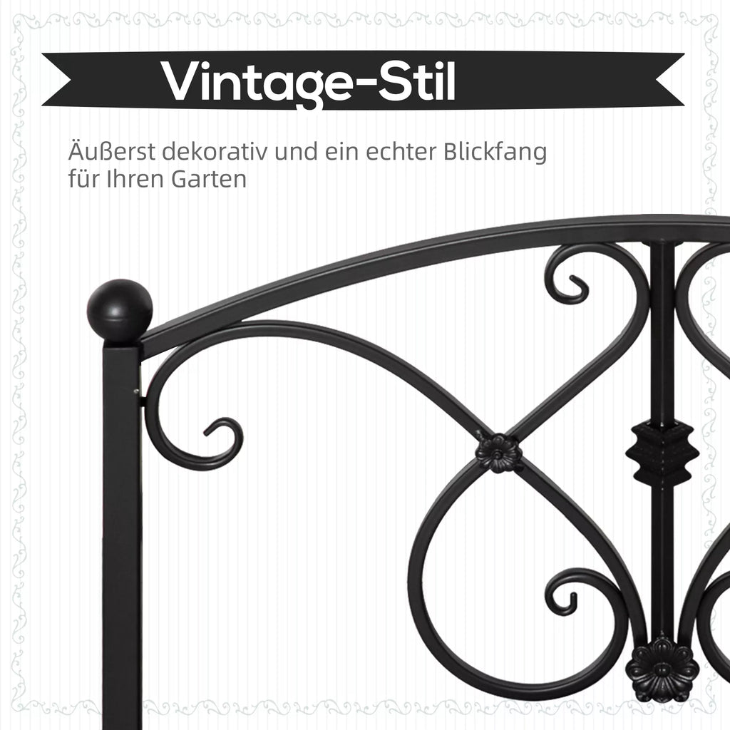 Sodo tiltelis metalinis 102x48x49 cm su turėklais juodas