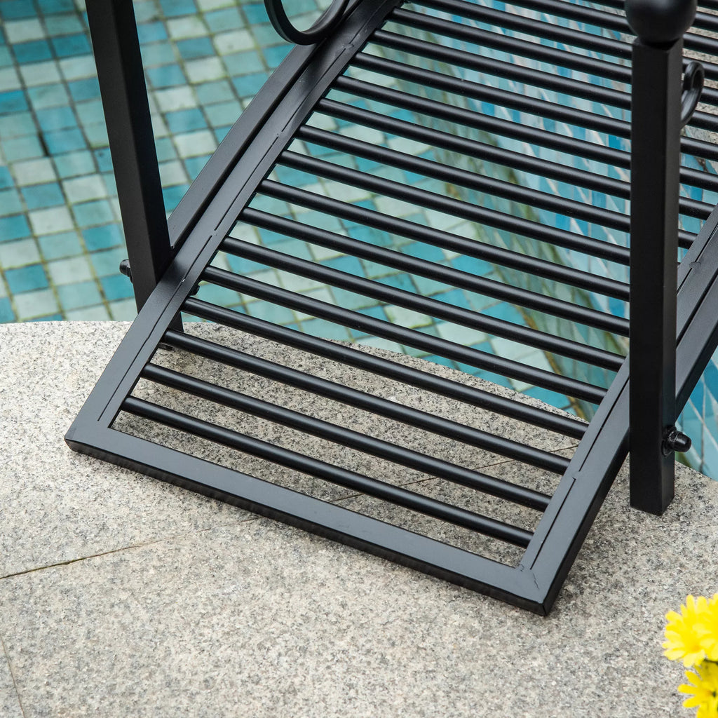 Sodo tiltelis metalinis 102x48x49 cm su turėklais juodas