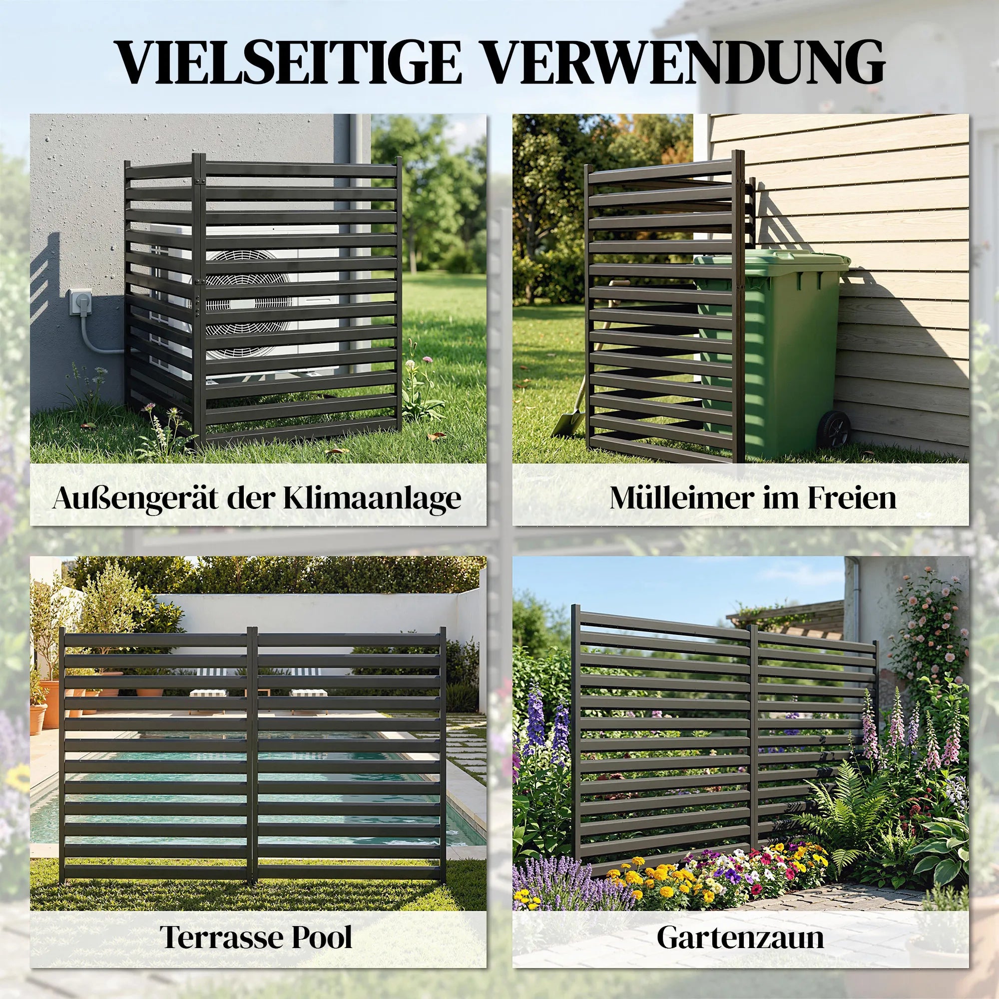 Sodo tvora 2 panelės 91 x 152 cm metalinė juoda