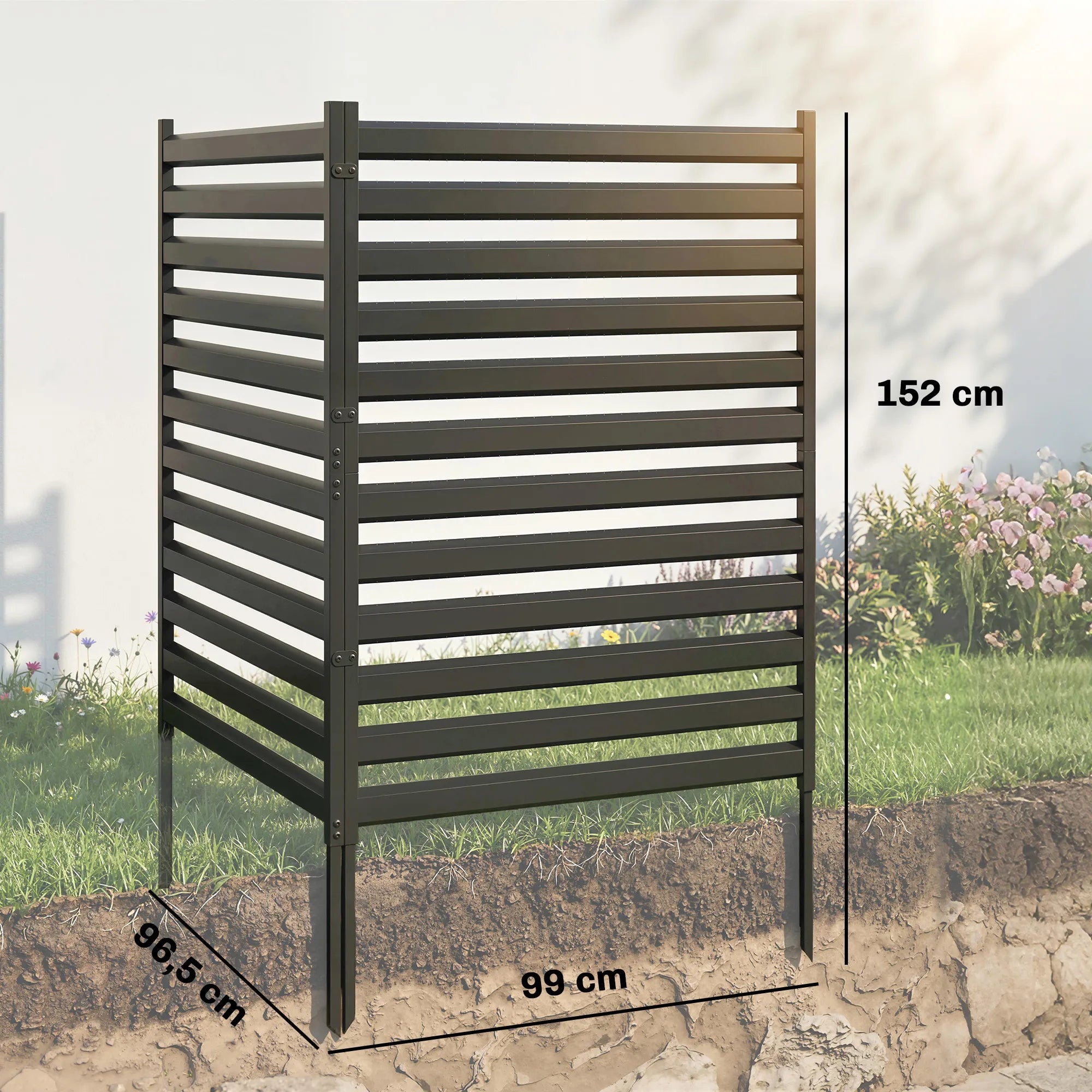 Sodo tvora 2 panelės 91 x 152 cm metalinė juoda