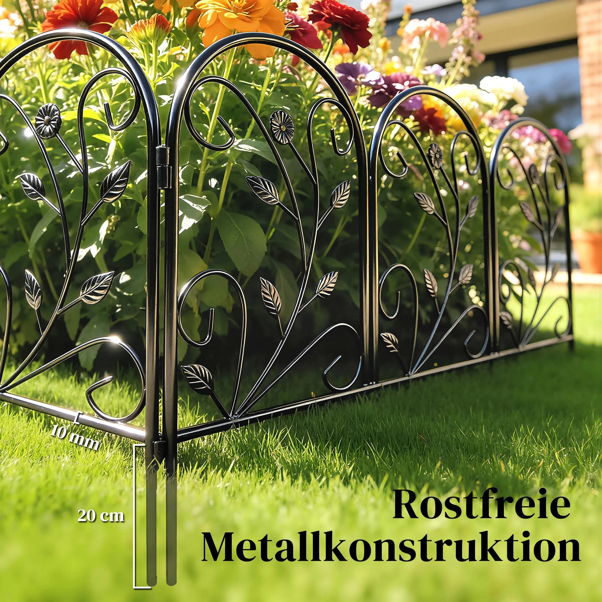 Sodo tvorelė metalinė 400x60 cm dekoratyvinė juoda