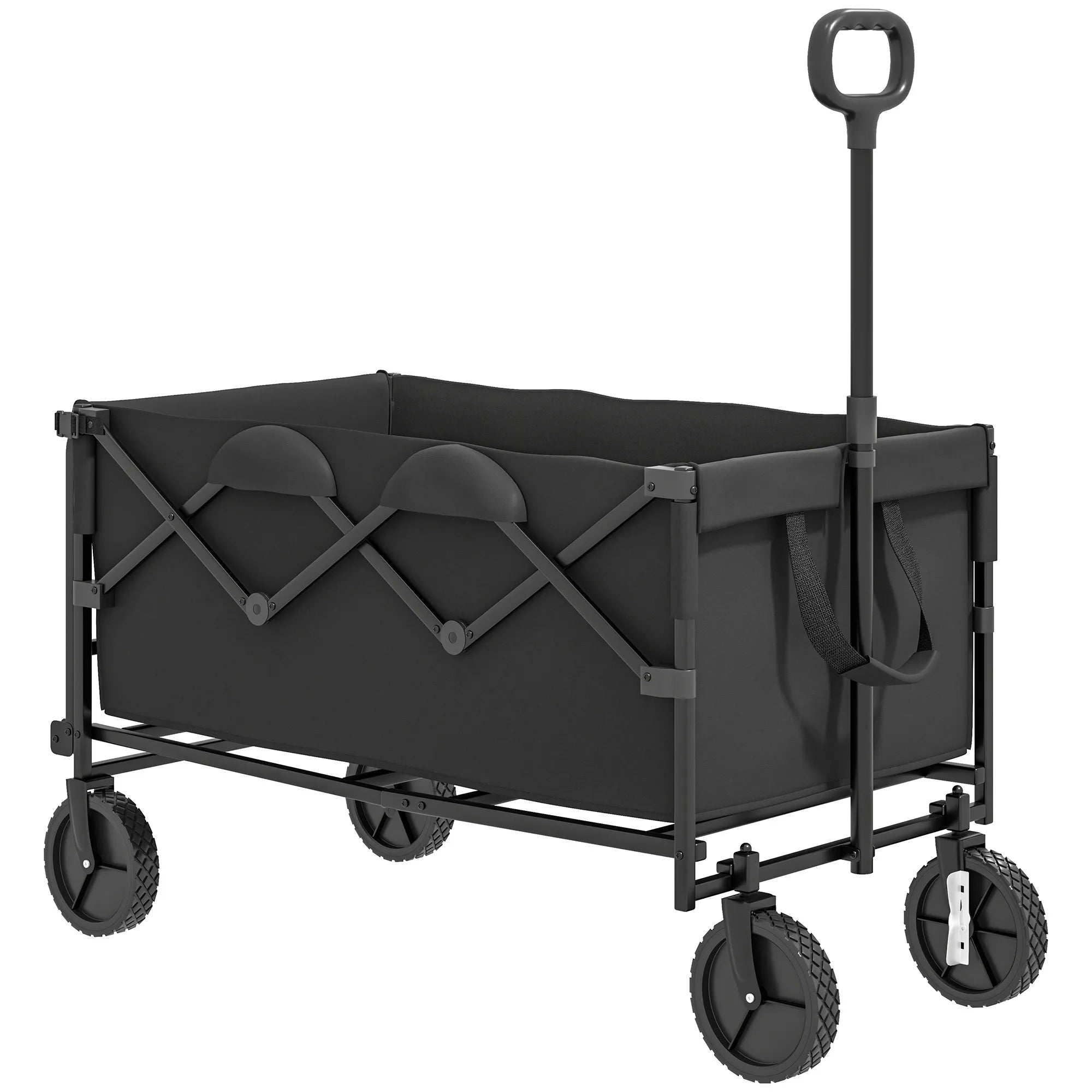 Sodo vežimėlis, kurio apkrova 100 kg, sulankstomas, prailgintas transportavimo vežimėlis su nuimamu tentu, juodos spalvos