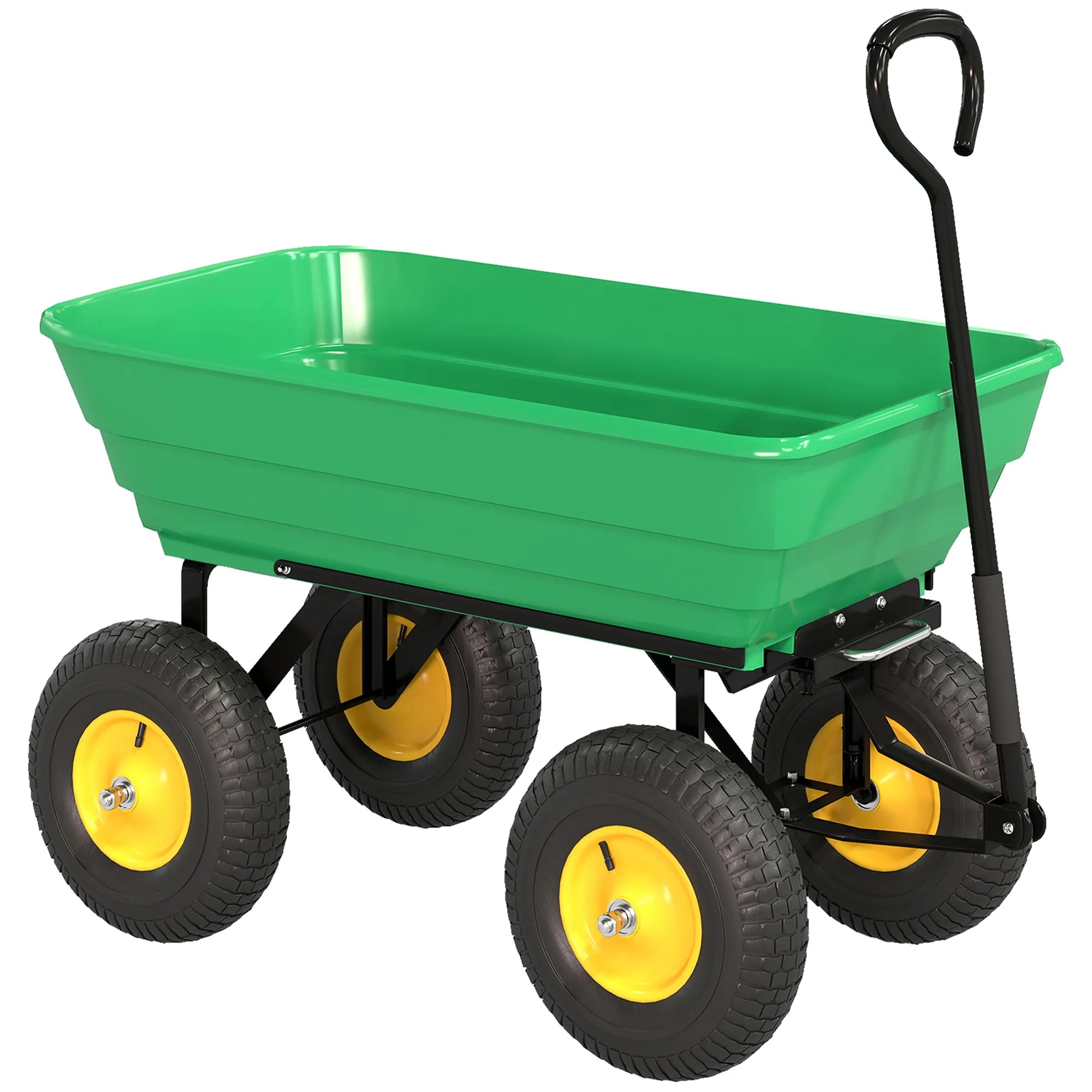 Sodo vežimėlis su vartymo funkcija, 200 kg, 75 l, tamsiai žalias