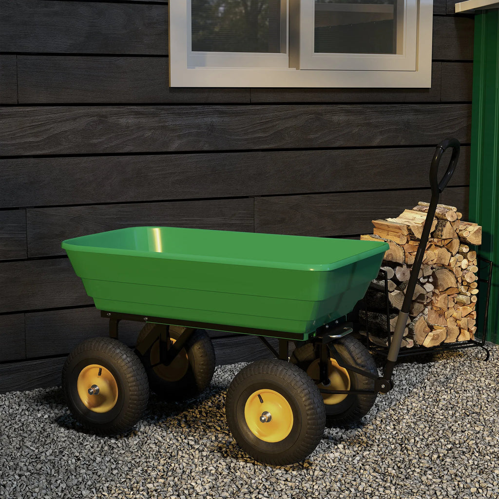Sodo vežimėlis su vartymo funkcija, 200 kg, 75 l, tamsiai žalias
