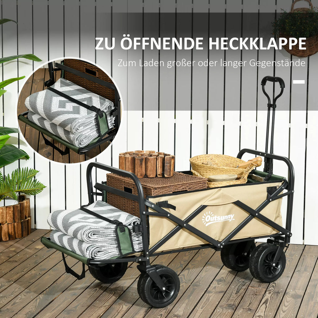 Sodo vežimėlis, sulankstomas, 100 kg keliamoji galia, chaki spalvos