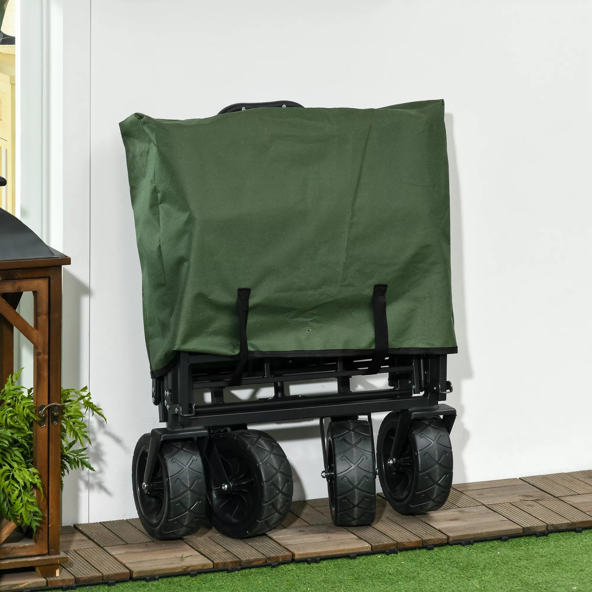 Sodo vežimėlis, sulankstomas, 100 kg keliamoji galia, chaki spalvos