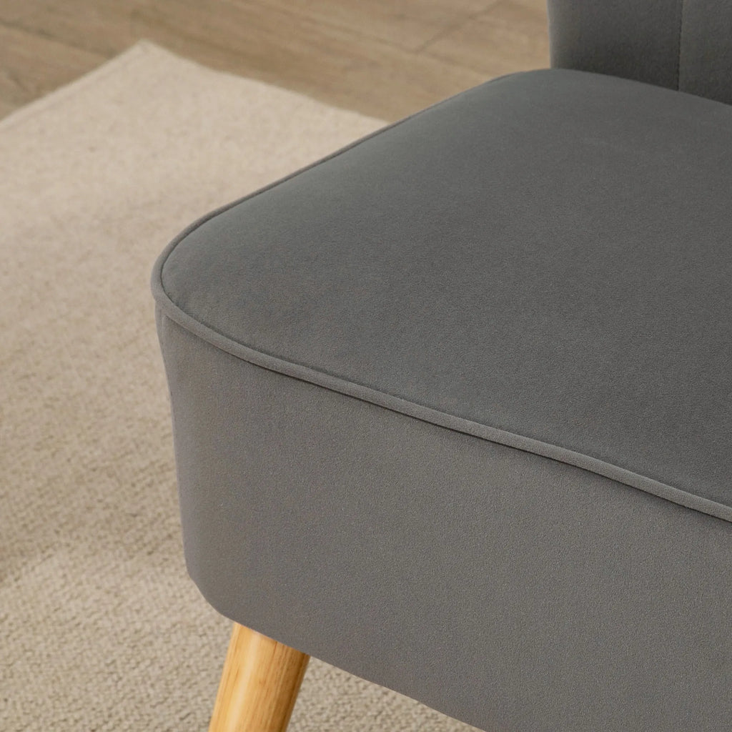 Sofa 2-vietė su medinėmis kojelėmis, 117 cm, tamsiai pilka