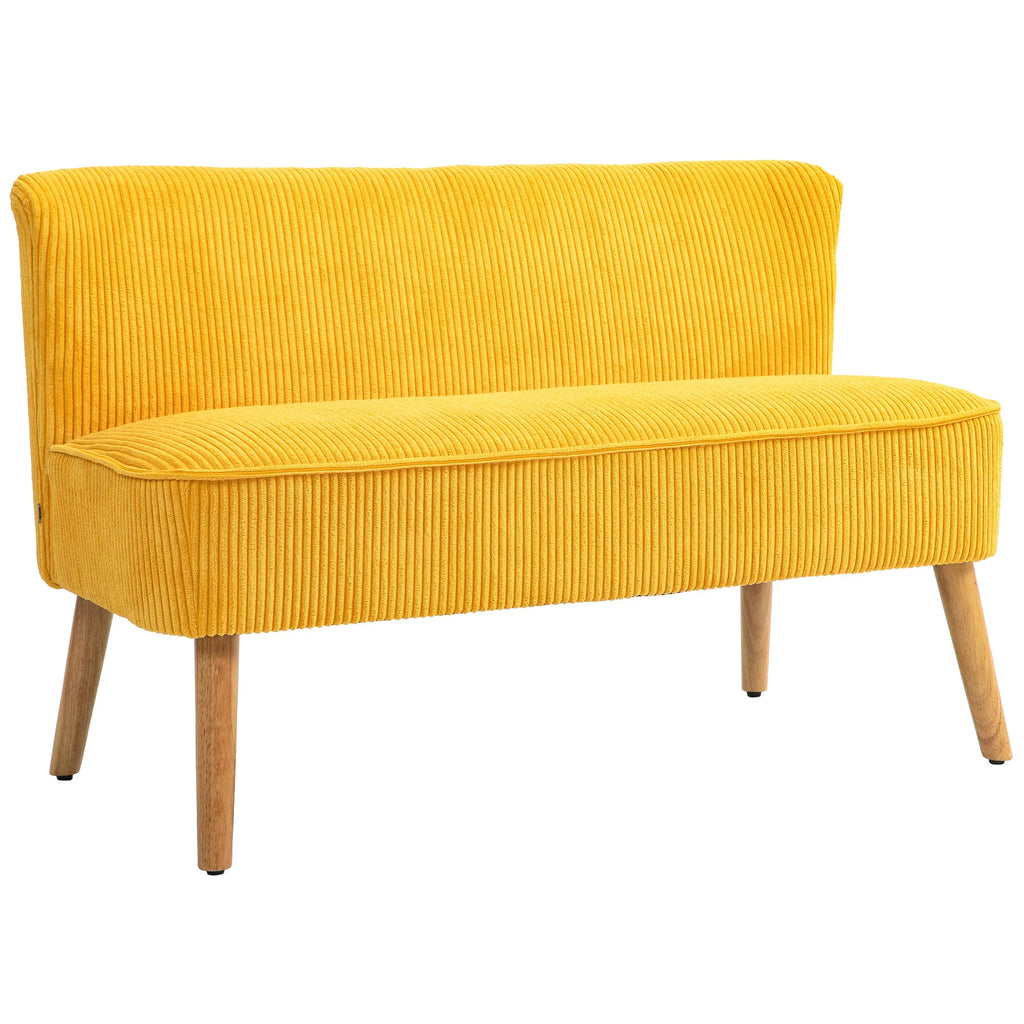 Sofa dvivietė, skandinaviško stiliaus, iki 150 kg, geltona, 117 x 56,5 x 77 cm