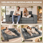 Sofa lova, 2 vietų, 4 viename, išskleidžiama, su pagalvėmis, pilka