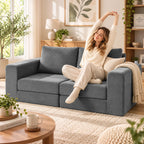 Sofa lova, 2 vietų, 4 viename, išskleidžiama, su pagalvėmis, pilka