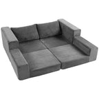 Sofa lova, 2 vietų, 4 viename, išskleidžiama, su pagalvėmis, pilka