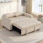 Sofa-lova 2 vietų, išskleidžiama su 2 pagalvėlėmis, 157 × 190 cm, kremine